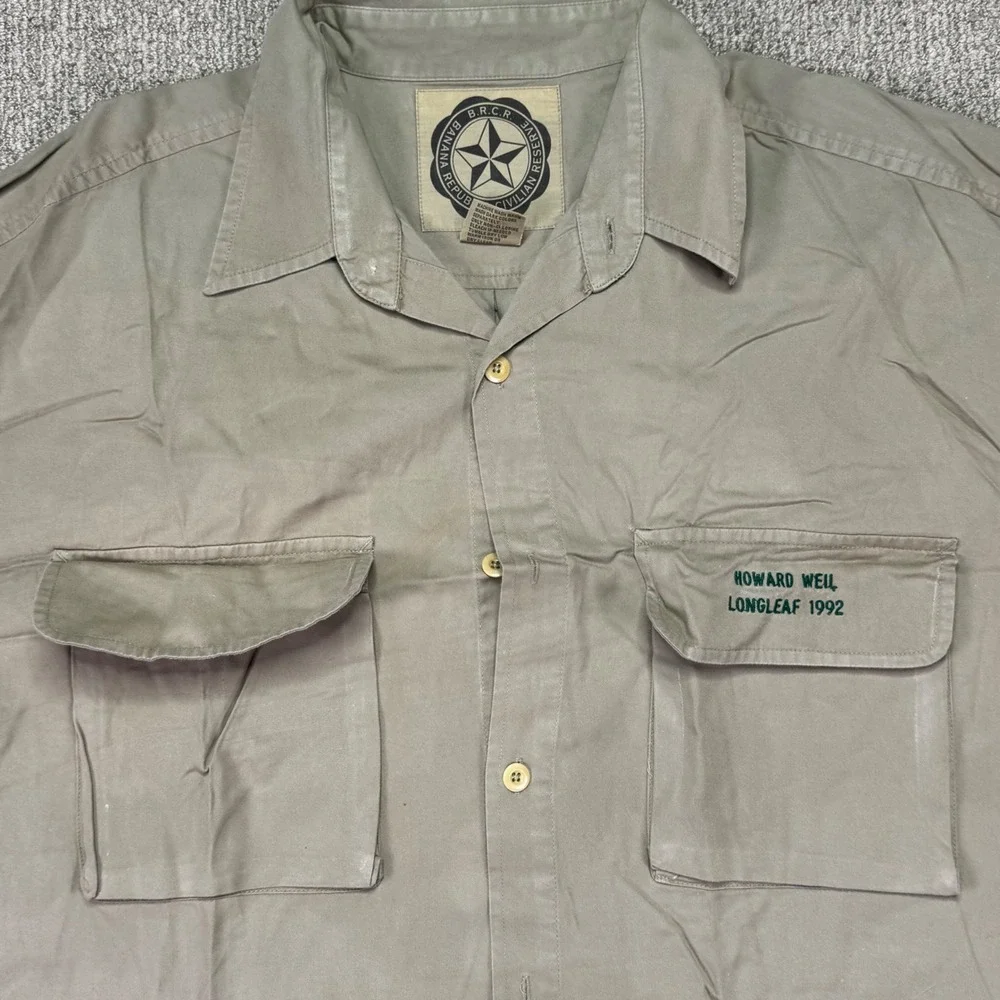Vintage Banana Republic B.R.C.R. Civilian Reserve Khaki Safari Shirt Large